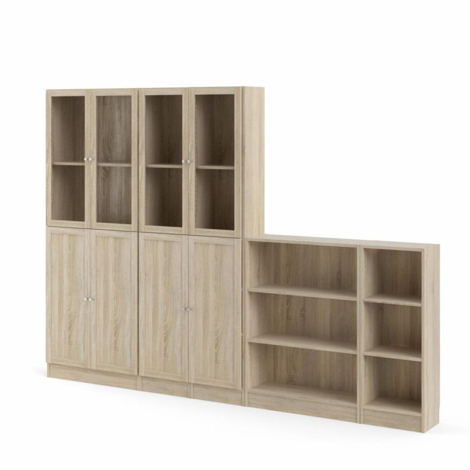 TVILUM Basic reol, m. 8 låger - glas og egetræsfarvet folie Natur