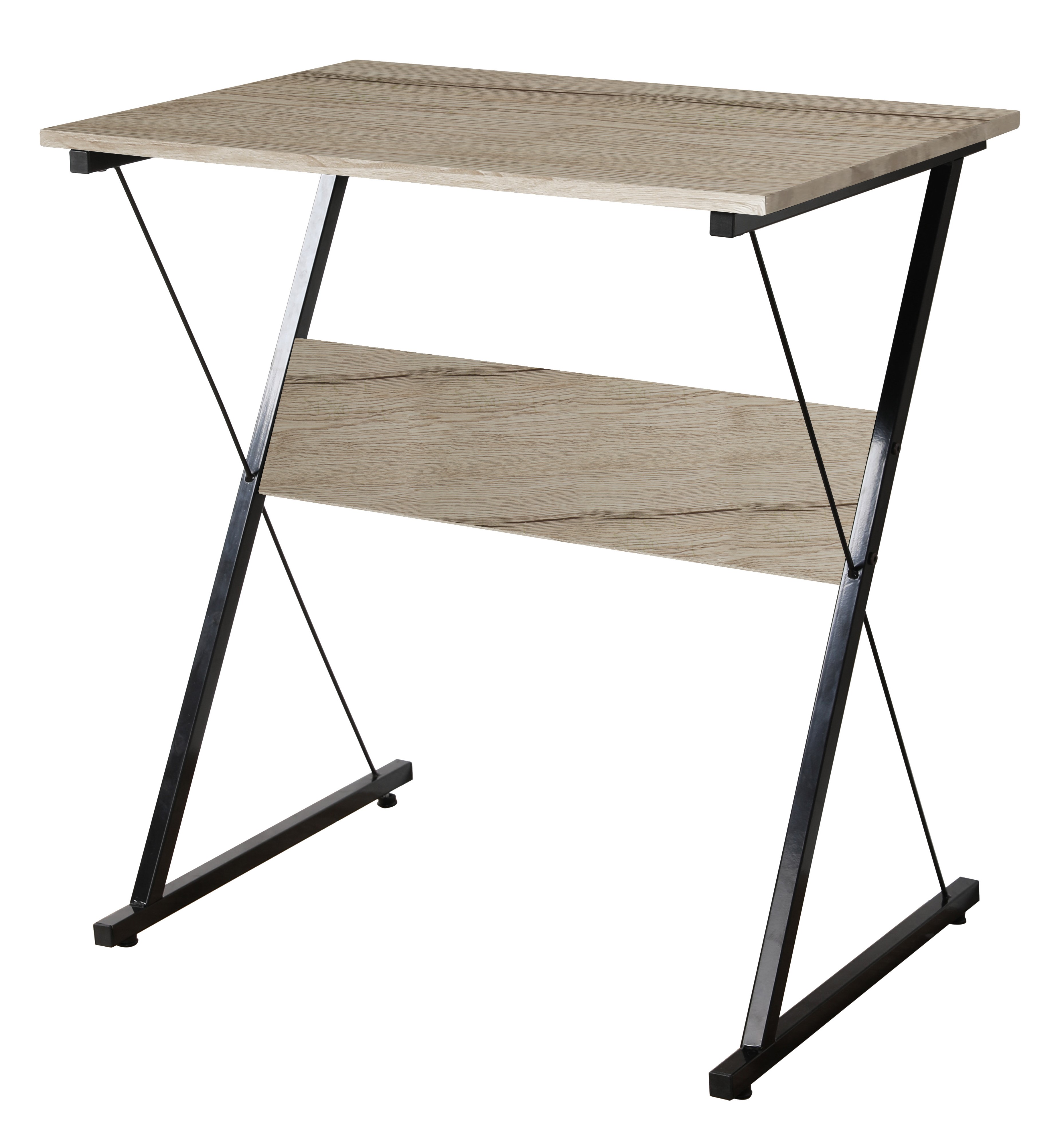 NORDLYS Detroit skrivebord, rektangulær - brun træ og sort metal (70x48) Brun