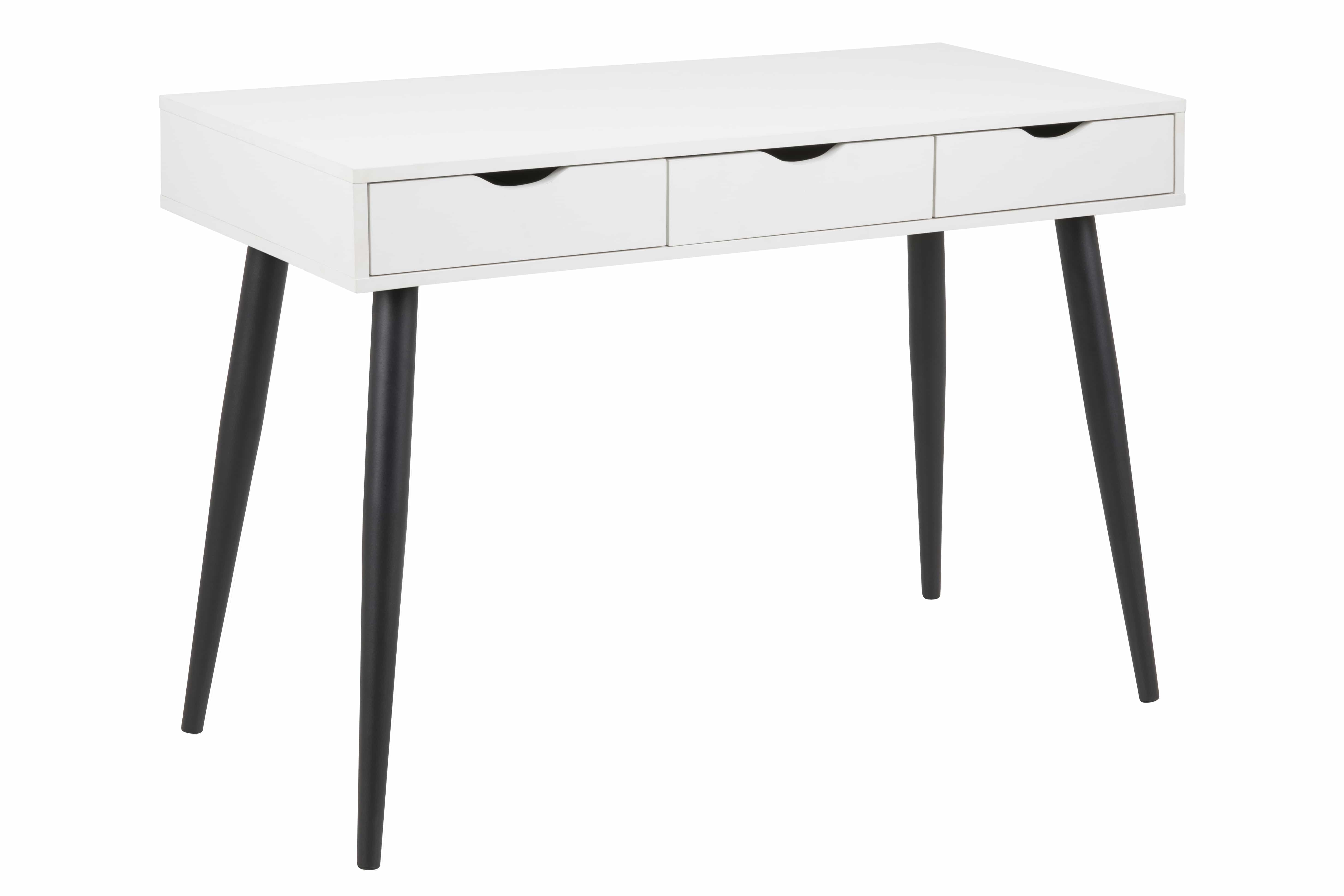 ACT NORDIC Neptun skrivebord - hvid/sort melamin/metal, m. 3 skuffer (110x50) Hvid