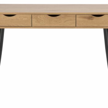 ACT NORDIC Neptun skrivebord i finer - natur papir vild eg/sort, m. 3 skuffer (110x50) Natur