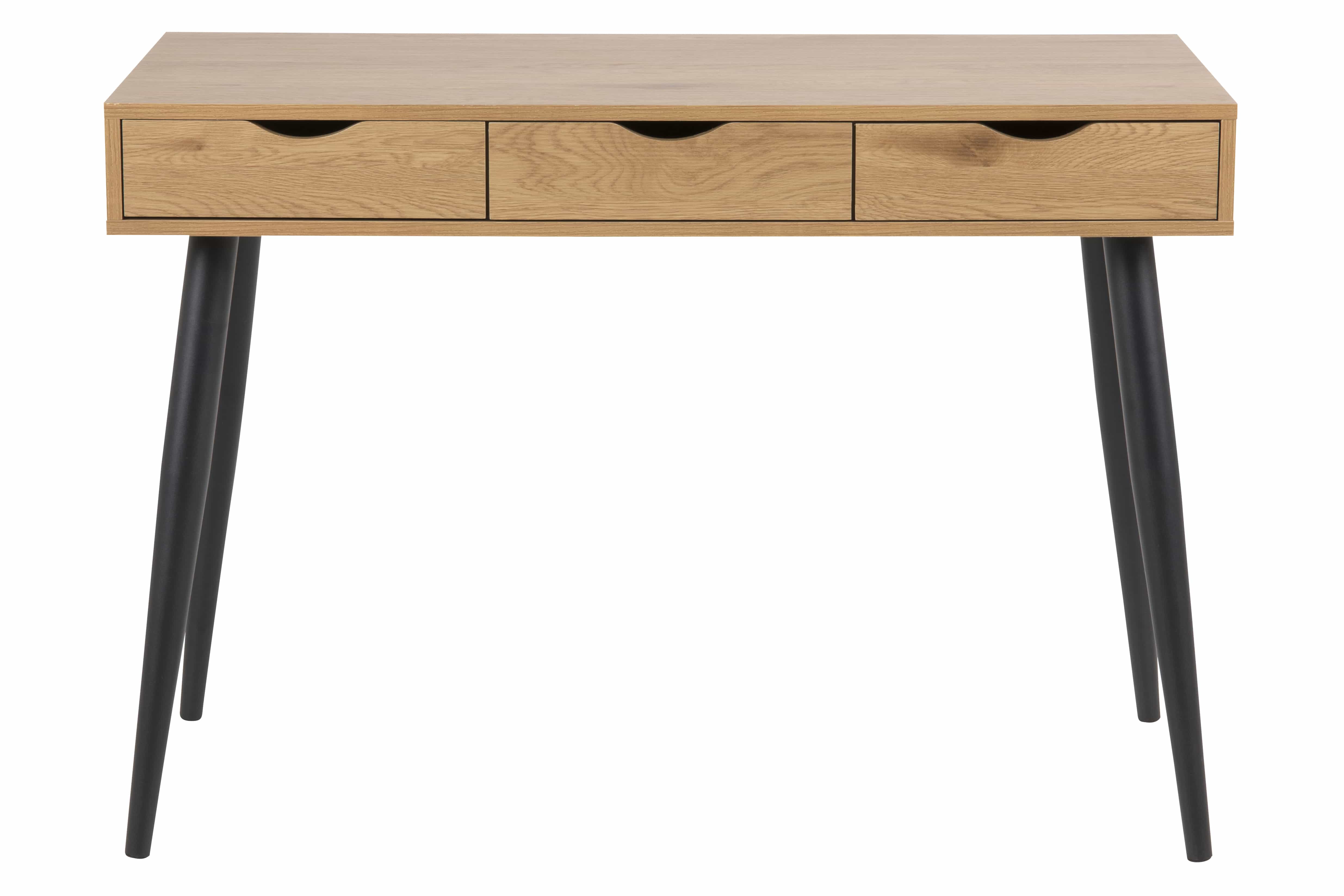 ACT NORDIC Neptun skrivebord i finer - natur papir vild eg/sort, m. 3 skuffer (110x50) Natur