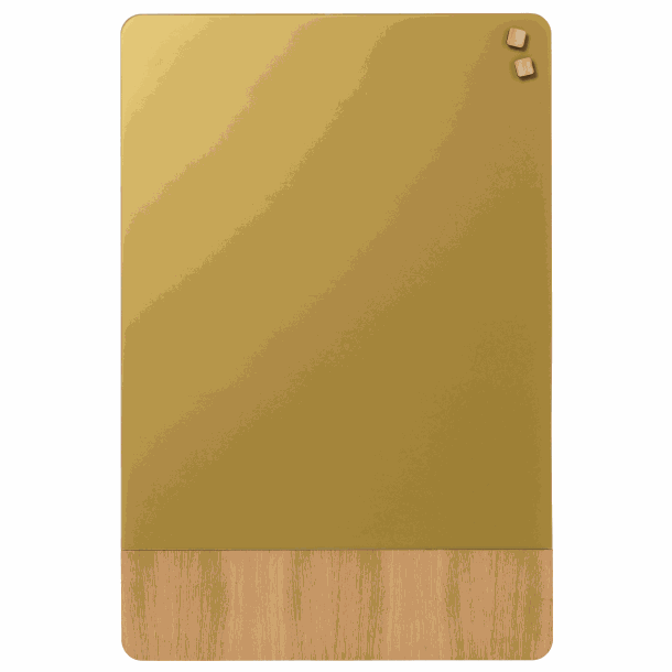 60 x 80 cm. Mat glas guld/Egefiner Magnetisk tavle