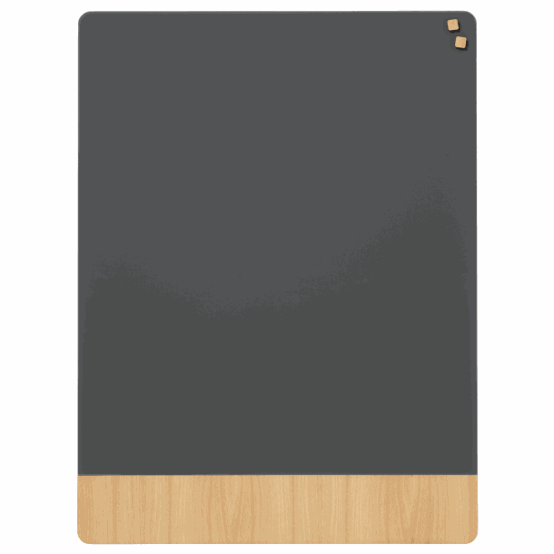 90 x 120 cm. Mat glas grå/Egefiner Magnetisk tavle