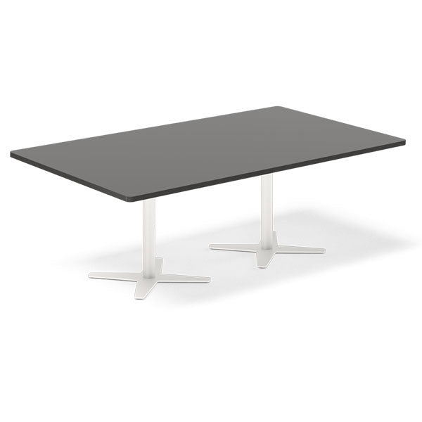 Konferencebord DNA, Antracit 2000x1200 mm rektangulært, Hvid understel