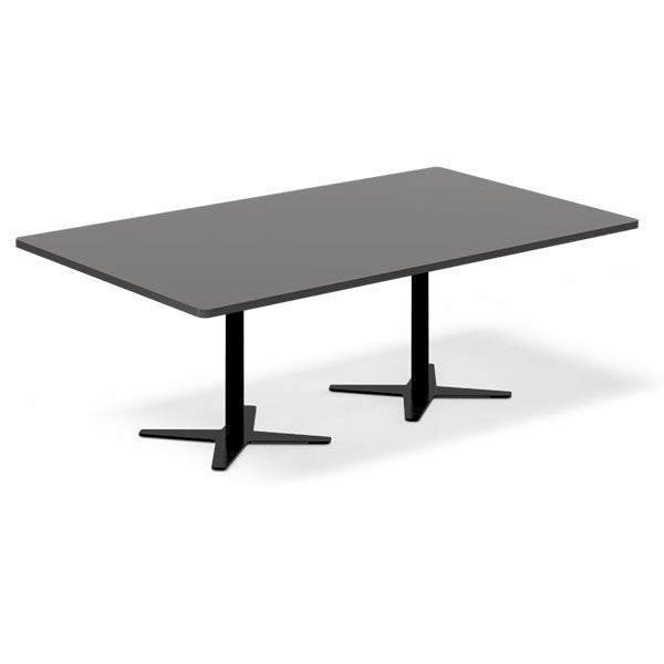 Konferencebord DNA, Antracit 2000x1200 mm rektangulært, Sort understel