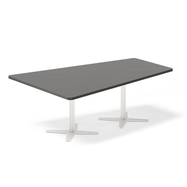 Konferencebord DNA, Antracit 2000x1425 mm trapezformet, Hvid understel