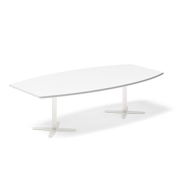 Konferencebord DNA, Hvid 2600x1200 mm bådformet, Hvid understel