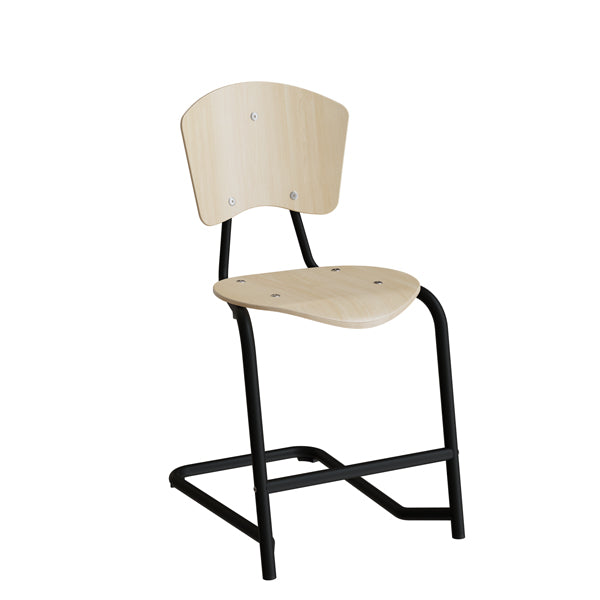 Stol Nian 3479, 500mm, birk laminat med sort stel og fotstøtte