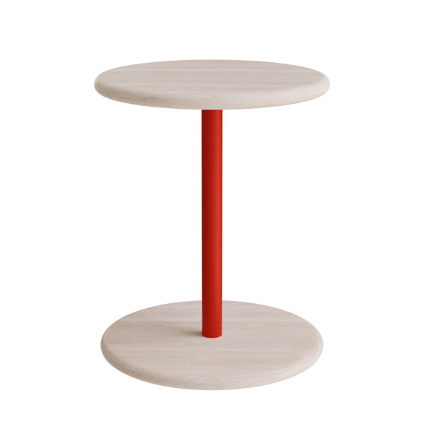 Taburet Donut 7301T, hvidpigmenteret ask, rødt understel